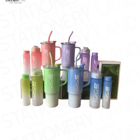 3pcs 1200ml/550ml/280ml Gradient Plastic Travel Cup For Men And Women, Stainless Steel Car Cup And Portable Colorful Straw Cup Outdoor Sports Large Capacity Drinking Cups Set